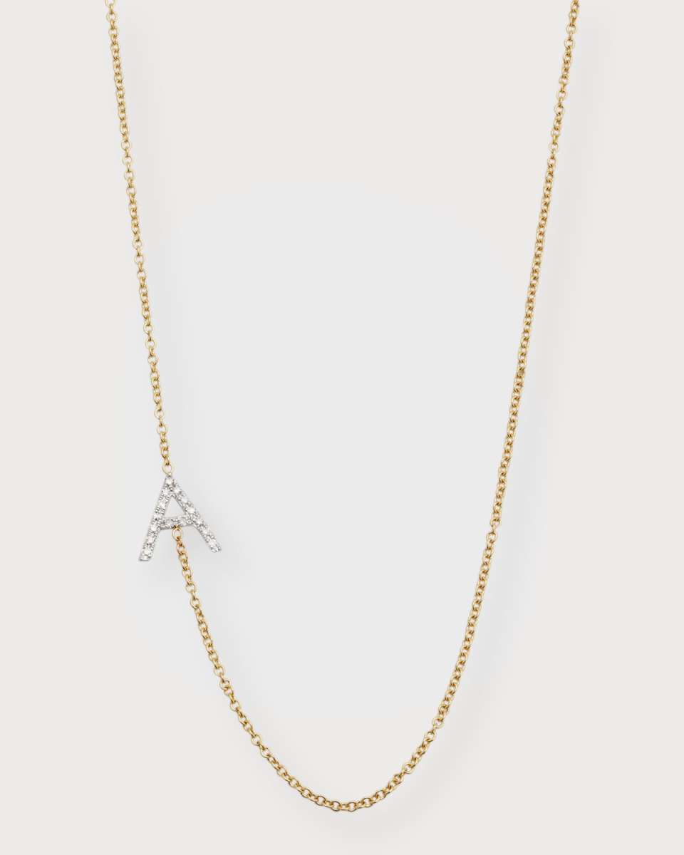 Diamond Asymmetrical Initial Necklace, A